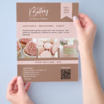 Bakery Custom Monogram Logo Flyer<br><div class="desc">Promote your bakery with style and sweetness! This customisable flyer is perfect for showcasing your cupcakes, macarons, cakes, and more. Add your own three photos to highlight bestsellers or signature treats, and personalise the text with your initials, name, contact info, and tagline. A dedicated section for a QR code makes...</div>