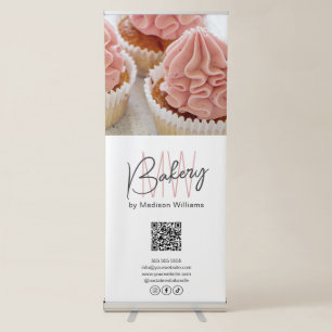 Bakery Custom Monogram Logo Photo QR Retractable Banner