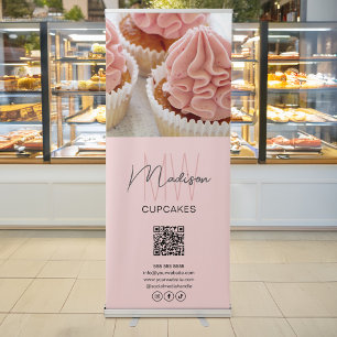 Bakery Custom Monogram Logo Photo QR Retractable Banner