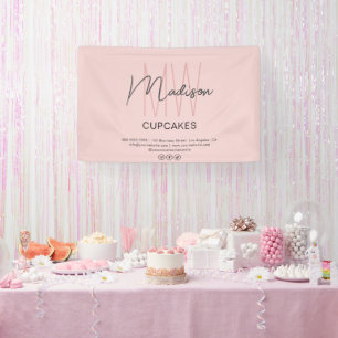 Bakery Custom Monogram Logo Pink Banner