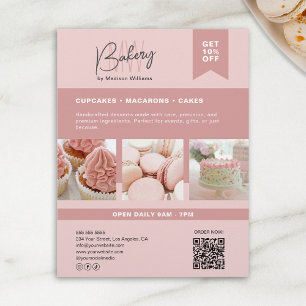 Bakery Custom Monogram Logo Pink Flyer