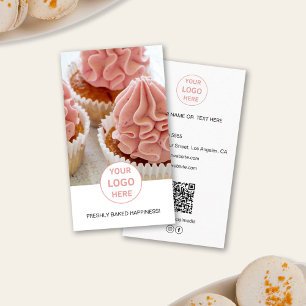 Bakery Custom Photo Logo QR White Business Card