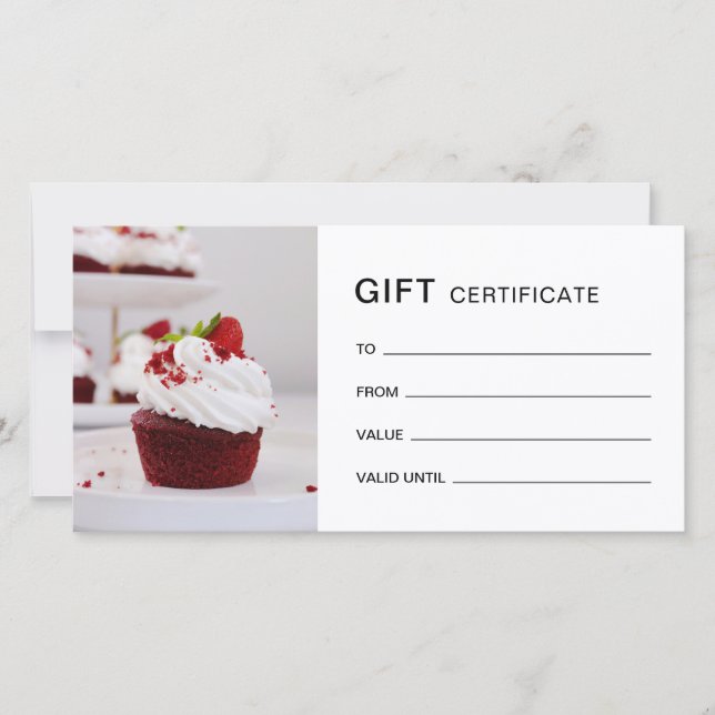 Bakery Custom Photo QR White Gift Certificate (Front)