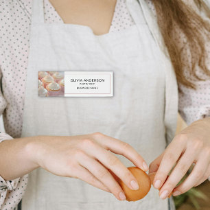 Bakery Custom Photo White Business Name Tag