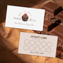 Bakery Customer Loyalty Card Cupcake Chocolate