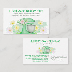 Bakery Customisable Cafes Cake Makers Floral Green Business Card