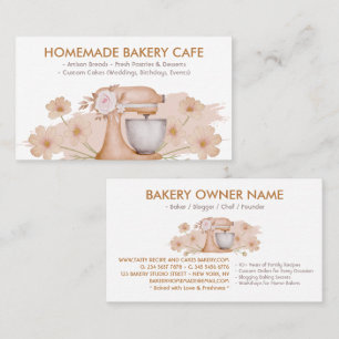 Bakery Customisable Cafes Cake Watercolor Business Card