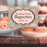 Bakery Display Sign Label Cards<br><div class="desc">Label your delicious baked desserts in your display with attractive display sign cards! Design includes a dessert brown pattern background and a pink scallop shape that allows to present your dessert item, flavour and price on a card. Great for labelling desserts in your bakery whether you keep breads in baskets,...</div>