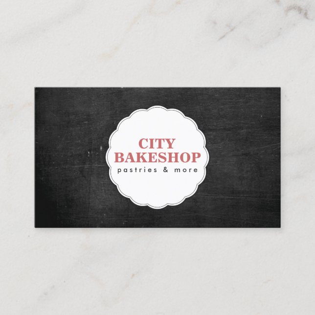 BAKERY DOILY LOGO on BLACK WOOD Business Card (Front)