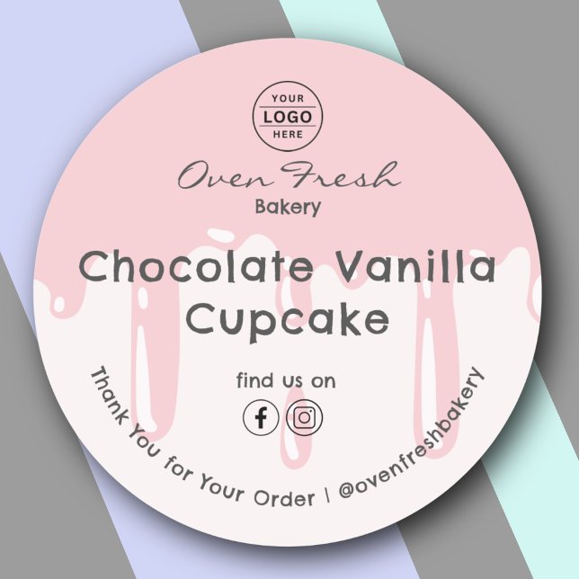 Bakery Drip Thank You Baked Goods Pink Classic Round Sticker (Creator Uploaded)