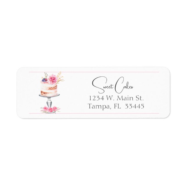 Bakery Elegant Pink Cake Watercolor (Front)