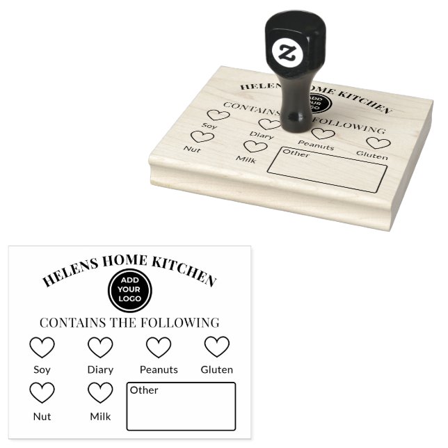 Bakery Food Allergy Alert Warning Rubber Stamp (Stamped)