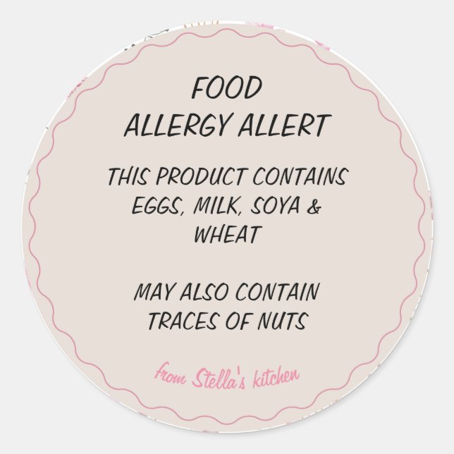 Bakery Food Allergy Allert Classic Round Sticker (Front)