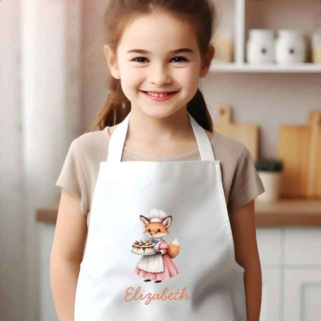 Bakery Fox Cute Personalised Kids Apron (Creator Uploaded)