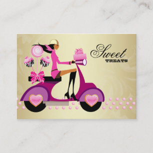 Bakery Gift Box Scooter Girl Pink Gold Cake Pops B Business Card