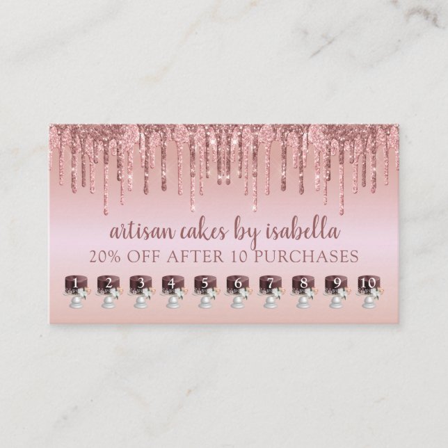 Bakery Glitter Drips Rose Gold Loyalty Punch (Front)
