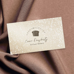 Bakery Gold Glitter Minimalist Bread Logo Business Card