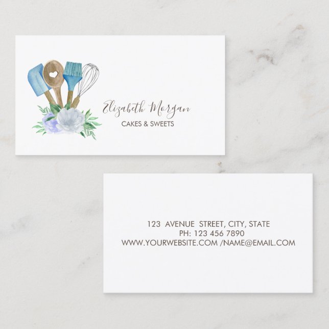 Bakery Hand Tools Flower Bakery Simple Business Card (Front/Back)