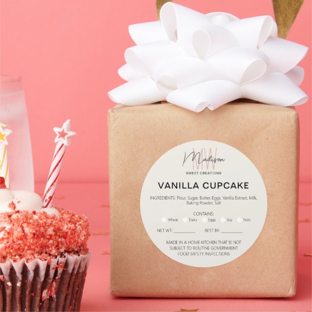 Bakery Home Allergy Legal License Classic Round Sticker (Party)