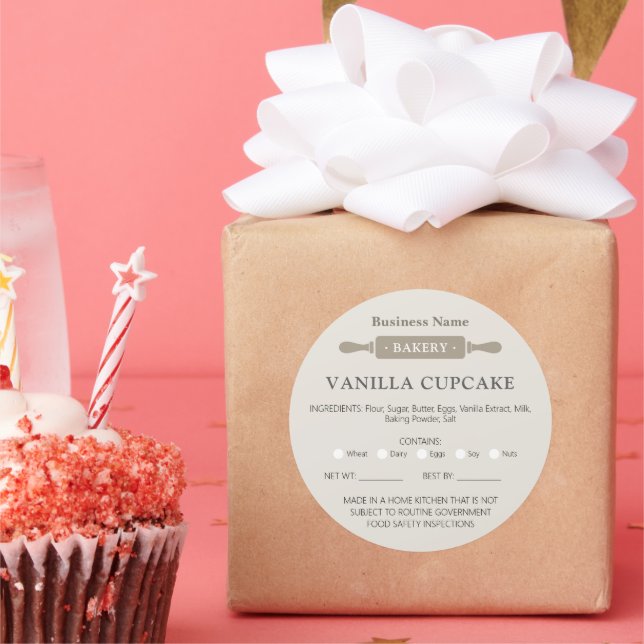 Bakery Home Allergy Legal License Rolling Pin Classic Round Sticker (Party)