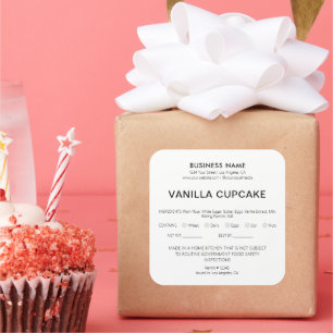 Bakery Home Legal License Allergy White Square Sticker