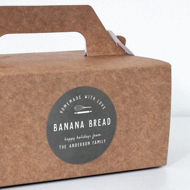 Bakery Logo Holiday Baking Gift Chalkboard Classic Round Sticker (Creator Uploaded)