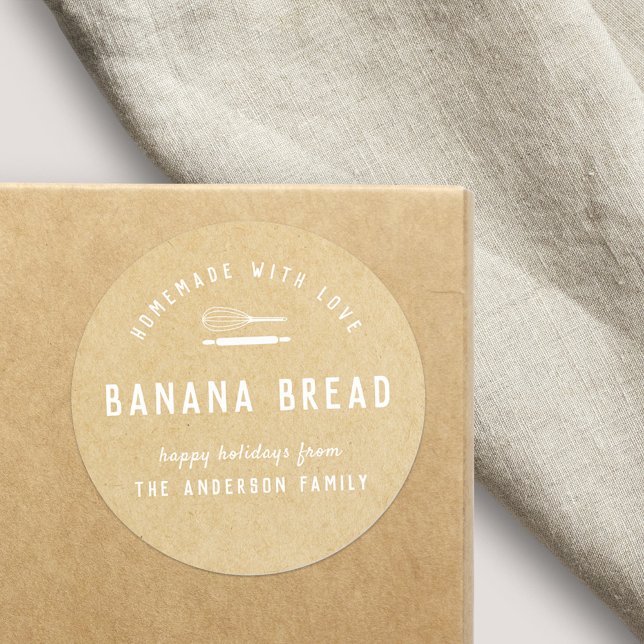 Bakery Logo Holiday Baking Gift Kraft Classic Round Sticker (Creator Uploaded)