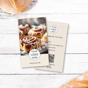Bakery Logo Photo QR Code Cream Business Card