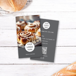 Bakery Logo Photo QR Code Dark Grey Business Card