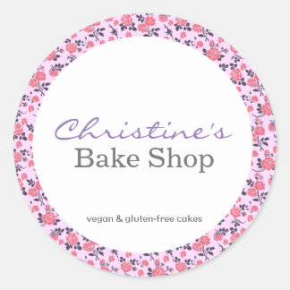 Bakery Logo Sticker Label FLORAL VINTAGE