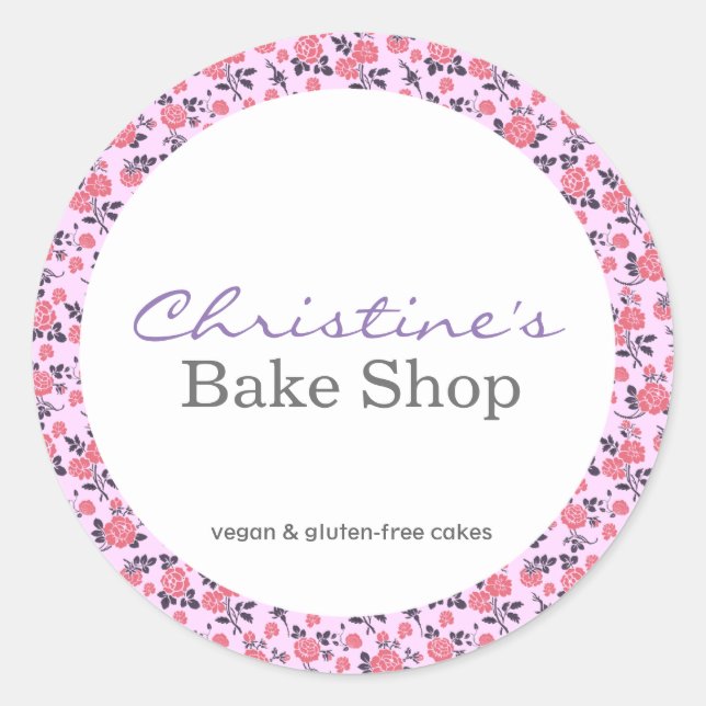 Bakery Logo Sticker Label FLORAL VINTAGE (Front)