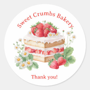 Bakery Logo Stickers, Strawberry Cake Label
