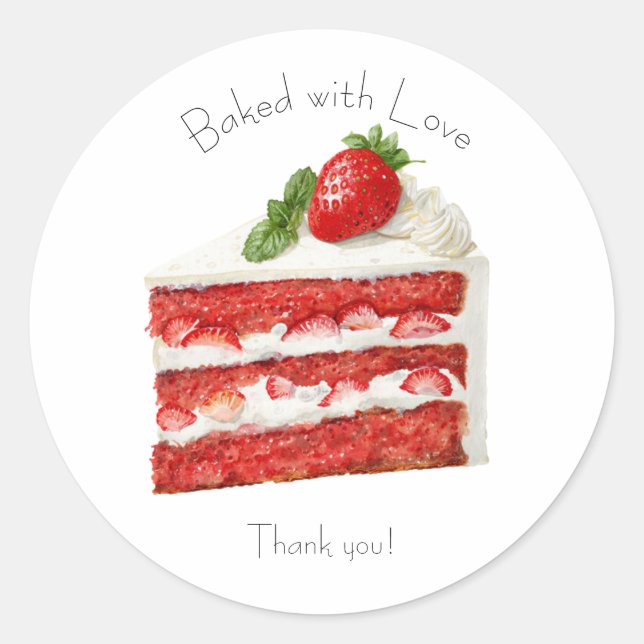 Bakery Logo Stickers,  Strawberry Cake Label (Front)