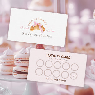Bakery Loyalty Card Bread Croissant Pink Coquette