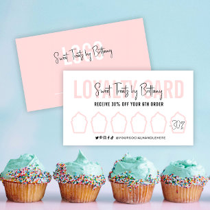Bakery Loyalty Card Cupcake Feminine Modern Script