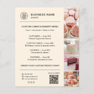 Bakery Menu Custom Logo QR Code Cream