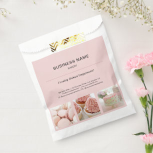 Bakery Minimal Pink Custom Photo Business Favour Bags
