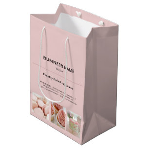 Bakery Minimal Pink Custom Photo Business Medium Gift Bag