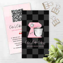 Bakery Mixer Blush Pink Black Chequered QR Code