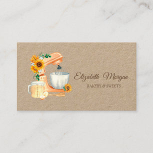 Bakery Mixer Sunflowers Kraft  Business Card