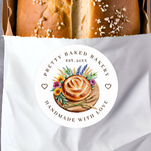 Bakery Modern Watercolor Bread  Classic Round Sticker