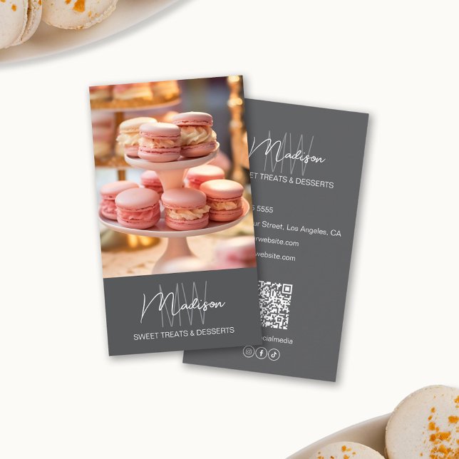 Bakery Monogram Logo Grey Business Card (Bakery Monogram Logo Gray Business Card)