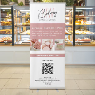 Bakery Monogram Logo Pink White Business Retractable Banner
