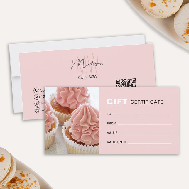 Bakery Monogram Photo QR Business Gift Certificate (Bakery Monogram Photo QR Business Gift Certificate
)