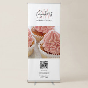 Bakery Monogram Photo QR Code Promotional Retractable Banner
