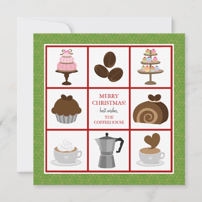 Bakery or Coffeehouse Business Christmas Cards (Front)