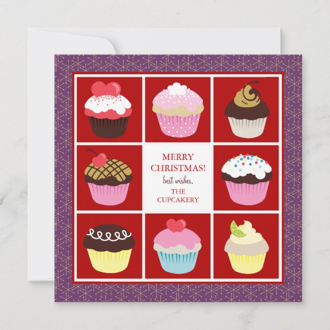 Bakery or Cupcake Shop Business Christmas Cards (Front)
