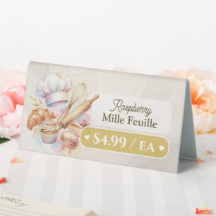 Bakery Pastry Baker Display Sign Label Price Tag