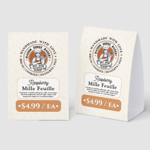 Bakery Pastry Baker Display Sign Label Price Tag