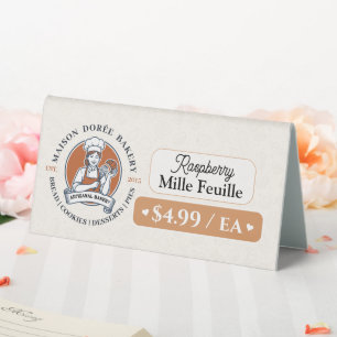 Bakery Pastry Baker Display Sign Label Price Tag